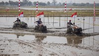 Sawah yang menjadi area lomba pun siap ditanam padi.  