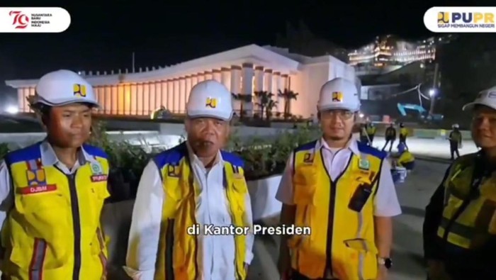 Menteri PUPR Basuki Hadimuljono meninjau pembangunan Ibu Kota Nusantara (IKN) jelang peringatan HUT ke-79 RI.