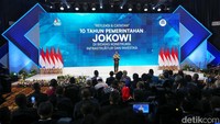 Dalam acara ini, Jokowi berbicara peran penting Gabungan Pelaksana Konstruksi Nasional Indonesia (Gapensi) dalam pembangunan infrastruktur Indonesia.   