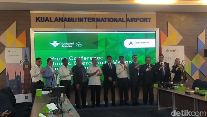 Pertemuan antara Maskapai Saudi Airlines dan PT Angkasa Pura Aviasi terkait pembukaan rute Medan-Jeddah. (Kartika Sari/detikSumut)