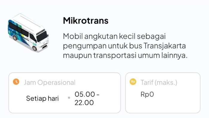 Cek rute Mikrotrans di aplikasi JAKI