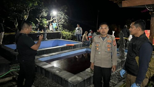 Kolam air panas lokasi pembunuhan sadis di Kintamani, Bangli, Bali, Rabu (31/7/2024).