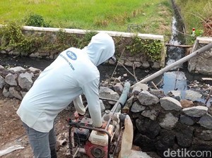 Kekeringan Akibat Kemarau, Petani di Brebes Airi Sawah Pakai Comberan