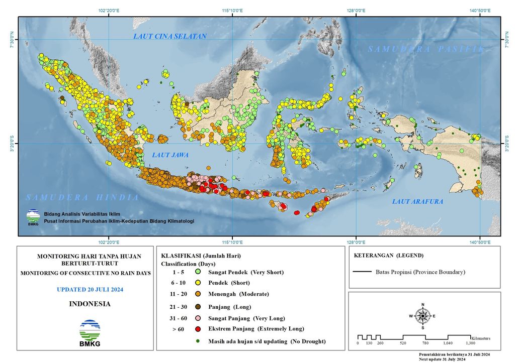 Prediksi hari tanpa hujan. (Dok. BMKG)