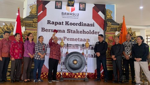Bawaslu Gianyar menggelar Rapat Koordinasi Bersama Stakeholder dan Pemetaan Kerawanan pada Pilkada 2024, di Gianyar, Jumat (2/8/2024).