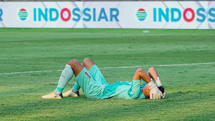 Ekspresi M Riyando usai bikin blunder saat lawan Arema di Semifinal Piala Presiden 2024.