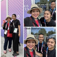 Di pertandingan tersebut, Gregoria berhasil menaklukkan lawannya, Kim Ga Eun dari Korea Selatan. Titiek Soeharto pun sempat berfoto dengan sang juara. Foto yang diunggah turut memperlihatkan sneakers bernuansa merah-putih yang menjadi andalan putri presiden ke-2 RI Soeharto itu.  (Foto: Instagram/@titieksoeharto)
