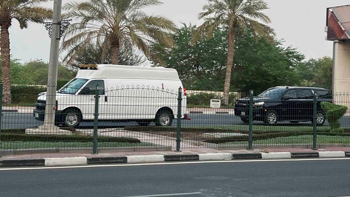A convoy carrying the body of assassinated Hamas chief Ismail Haniyeh moves in Doha, Qatar, August 1, 2024. REUTERS/Stringer