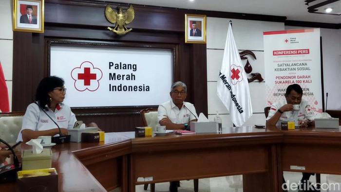 Jumpa pers Palang Merah Indonesia (PMI). (Kurniawan/detikcom)