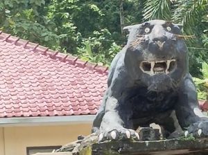 Patung Macan di Polsek Purwaharja Viral: Mukanya Lucu, Tak Ada Seram-seramnya