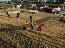 Sungai Kahayan di Palangka Raya Menyusut Akibat Musim Kemarau