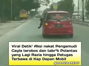 Viral Pemobil Berpelat Palsu Tabrak Polisi Kudus hingga Nyangkut di Kap