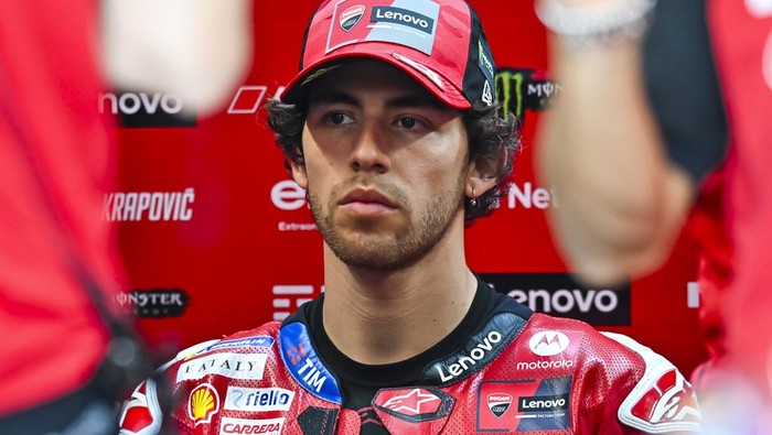 Italian MotoGP rider Enea Bastianini of the Ducati Lenovo Team is participating in the Free Practice 1 session of the Qatar Airways Motorcycle Grand Prix of Qatar at the Losail International Circuit in Losail, Qatar, on March 8, 2024. (Photo by Noushad Thekkayil/NurPhoto via Getty Images)