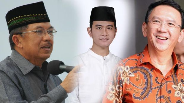 Kolase Jusuf Kalla, Gibran Rakabuming Raka dan Ahok. (CNBC Indonesia)