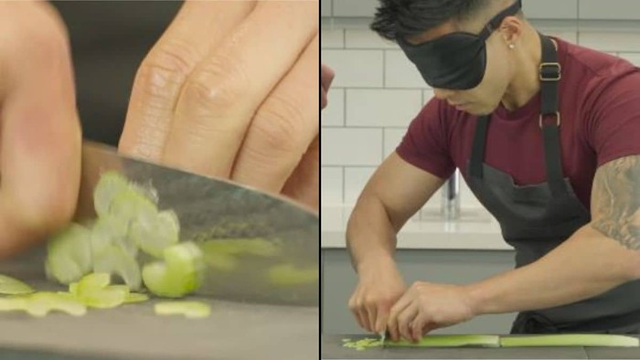 Keren! Chef Ini Berhasil Potong 128 Seledri dengan Mata Tertutup