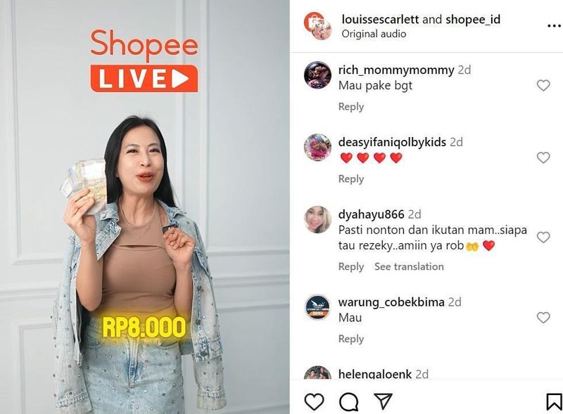 Live shopping bersama Mami Louisse