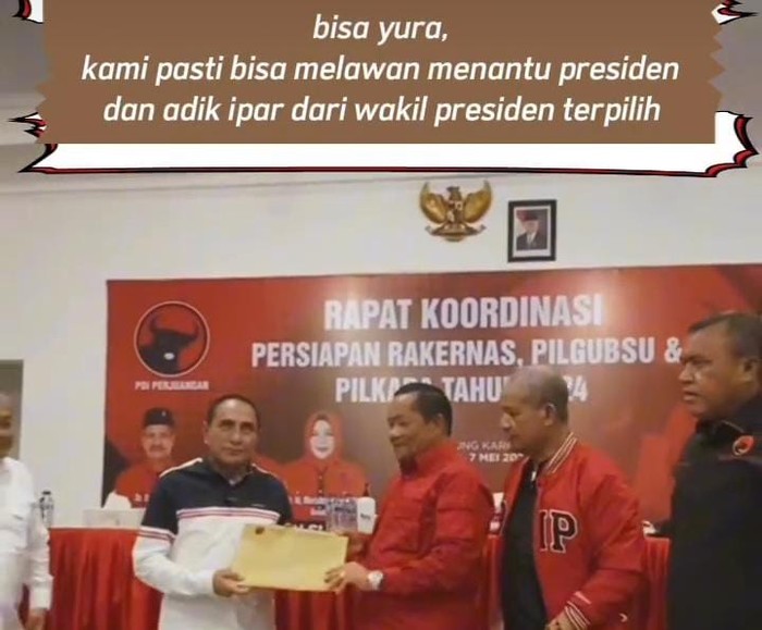 Akun PDIP Sumut Unggah Video Edy: Kami Bisa Lawan Menantu Presiden. (Instagram PDIP Sumut)