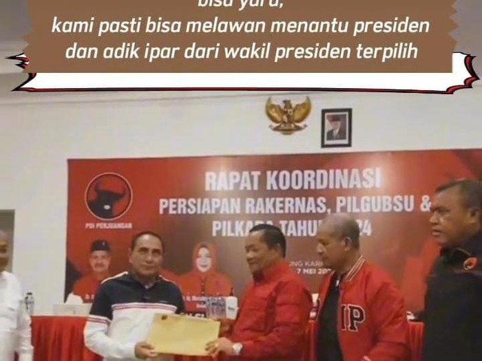 Akun PDIP Sumut Unggah Video Edy: Kami Bisa Lawan Menantu Presiden. (Instagram PDIP Sumut)