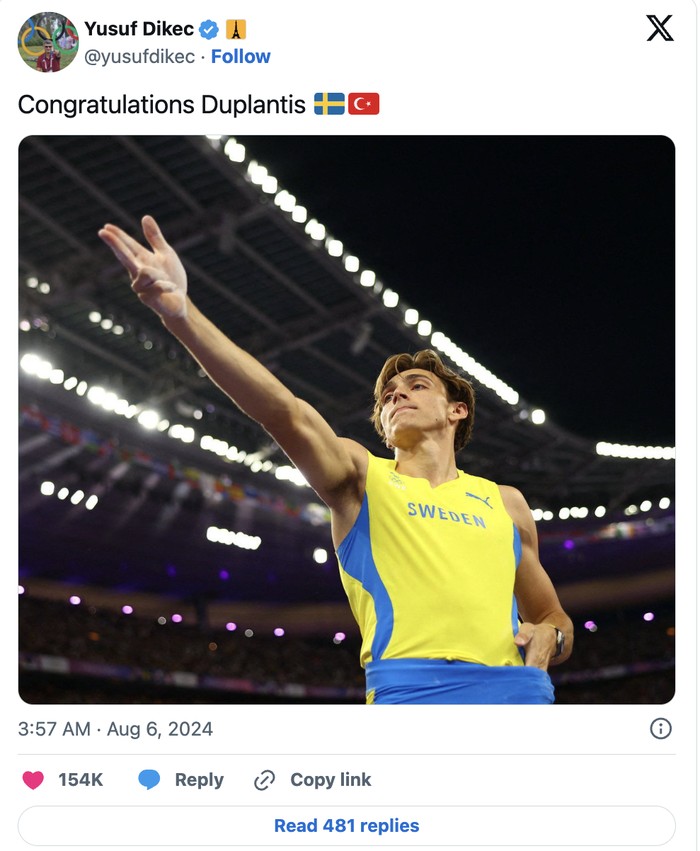 Armand Duplantis, Yusuf Dikec