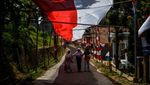Bendera Merah Putih Sepanjang 1 Km Membentang di Majalengka