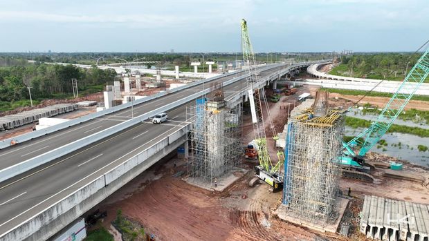Pogress pembangunan Simpang Susun (Junction) Palembang. (Dok. Hutama Karya)