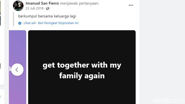 Tangkapan layar keinginan Elia Imanuel Putra di Facebook