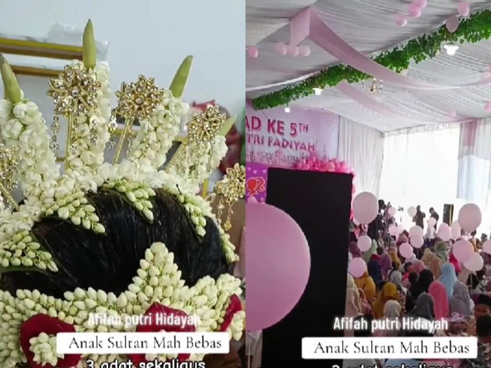 Acara ulang tahun anak yang dirias seperti pengantin, memakai sanggul hingga roncean melati di Sumenep, Jawa Timur mendadak viral di TikTok.