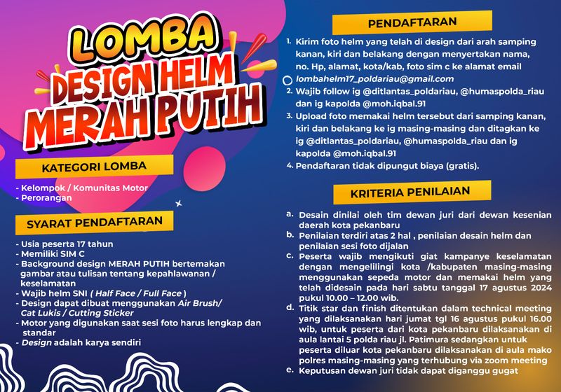 Flyer lomba design helm Polda Riau (Foto: Istimewa)