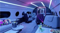 Jika jet pribadi biasanya didekorasi dengan warna krem korporat, kabin di sini fokus pada kesenangan.