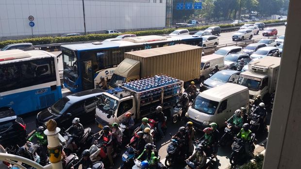Kemacetan di Pancoran arah Kuningan (Fawdi/detikcom)
