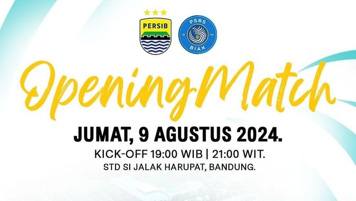 Persib Bandung Vs PSBS Biak di laga pembuka Liga 1 2024/2025.