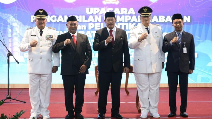 Pelantikan Pj Bupati Pati dan Cilacap di Semarang, Sabtu (10/8/2024).