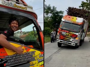 Tadinya Cengengesan, Sopir Truk Ugal-ugalan di Sragen Lesu Ditilang Polisi
