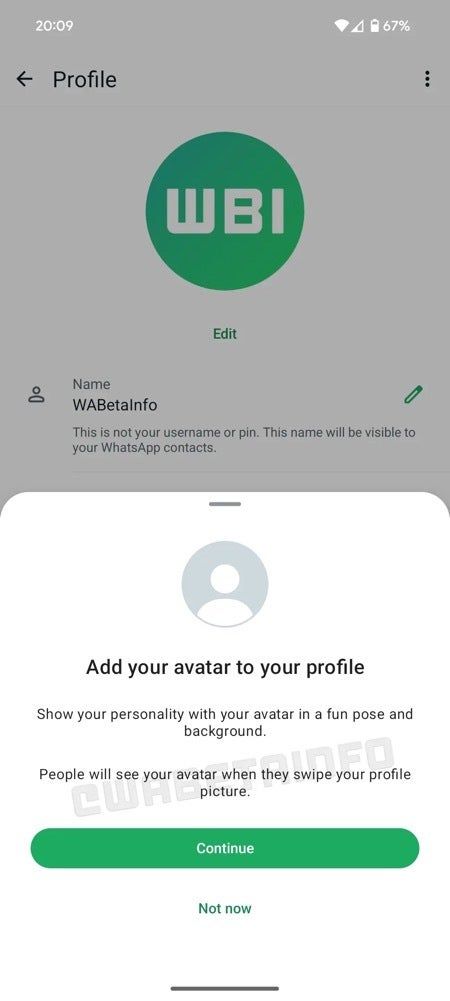 Fitur profil avatar di WhatsApp Beta Android