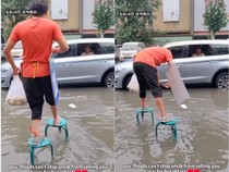 Keren! Ini Cara Pelayan Melayani Pembeli Meski Restoran Kebanjiran