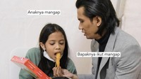 Keluarganya ternyata tak pernah lupa menemani Tria sebelum tampil. Bahkan bapak dari dua orang anaknya ini sempat menyuapi putrinya sebelum bernyanyi di atas panggung. Foto: Instagram/dhaturembulan