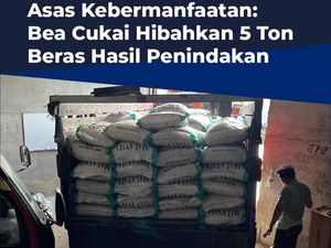 Bea Cukai Hibahkan 5 Ton Beras Hasil Sitaan Merek Malaysia