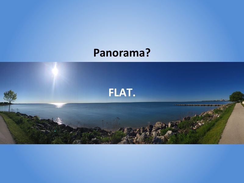 Beberapa kali penganut Bumi datar menyodorkan 'bukti' penampakan horizon yang terlihat datar ketika dipotret. Misalnya foto di tengah laut dengan tulisan yang mempertanyakan di mana lengkungan Bumi. Akan tetapi, seorang laki-laki menjelaskan mengapa hal itu bisa terjadi.