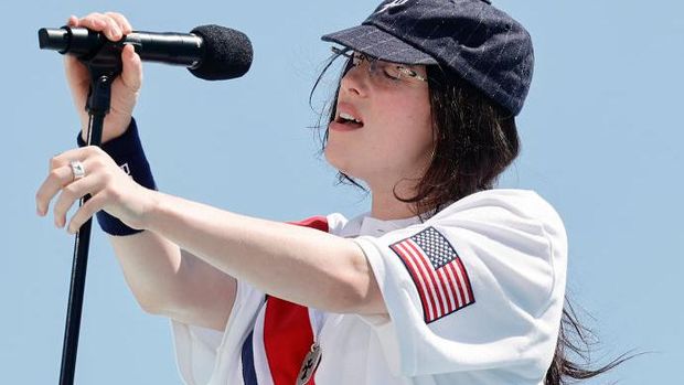 UNSPECIFIED: (EXCLUSIVE COVERAGE) In this image released on August 11, Billie Eilish performs at the LA28 Olympic Games Handover Celebration. (Photo by Emma McIntyre/Getty Images for LA28)