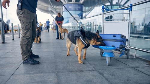 Ilustrasi anjing pelacak di bandara