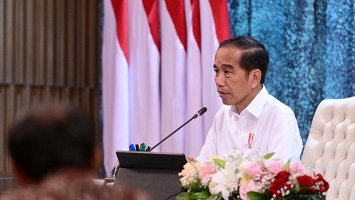 Jokowi saat memberikan arahan ke kepala daerah di IKN.
