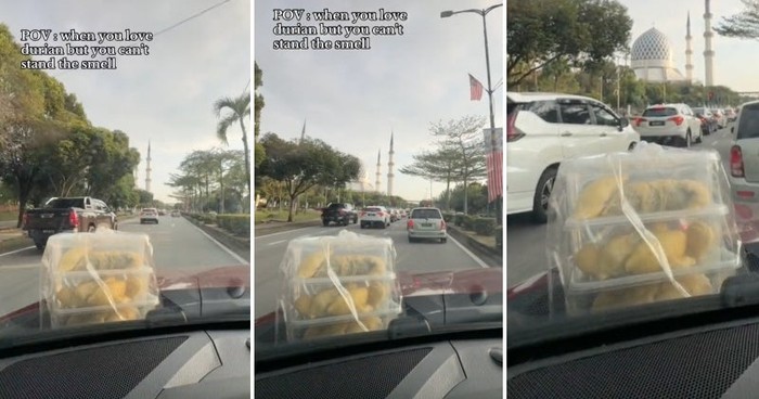 Kreatif! Wanita Ini Taruh Durian di Kap Mobil karena Tak Tahan Baunya