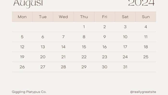 Ilustrasi Kalender Agustus