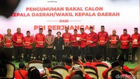 Ketua Umum DPP Partai Demokrasi Indonesia Perjuangan (PDIP) Prof. Dr. (HC) Megawati Soekarnoputri resmi mengumumkan 305 bakal calon kepala daerah yang diusung di Pilkada Serentak 2024, Jakarta, Rabu (14/8/2024).  