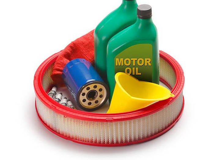 Items used in routine car maintenance. Clipping path included.
