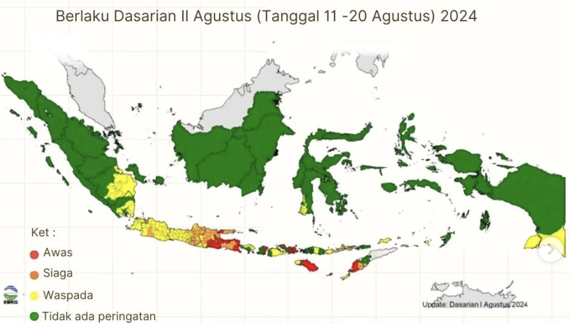 Berlaku Dasarian II Agustus (11-20 Agustus 2024). (BMKG)
