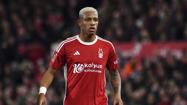 Nottingham Forest's Danilo during the English FA Cup fifth round soccer match between Nottingham Forest and Manchester United at City ground in Nottingham, England, Wednesday, Feb. 28, 2024. (AP Photo/Rui Vieira)