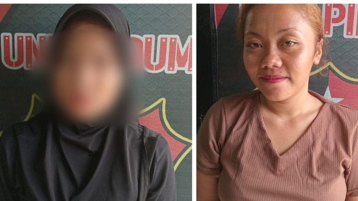 Erika Saputry (kanan) dan J (kiri), pelaku komplotan begal yang berperan sebagai umpan ditangkap polisi Lubuklinggau