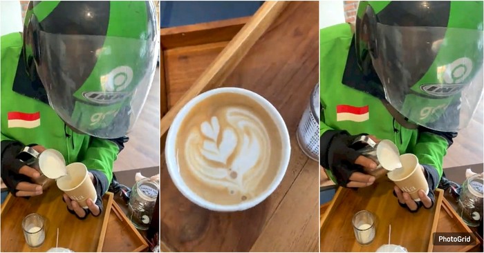 Driver Ojol Ditantang Bikin Latte Art, Ternyata Jago!
