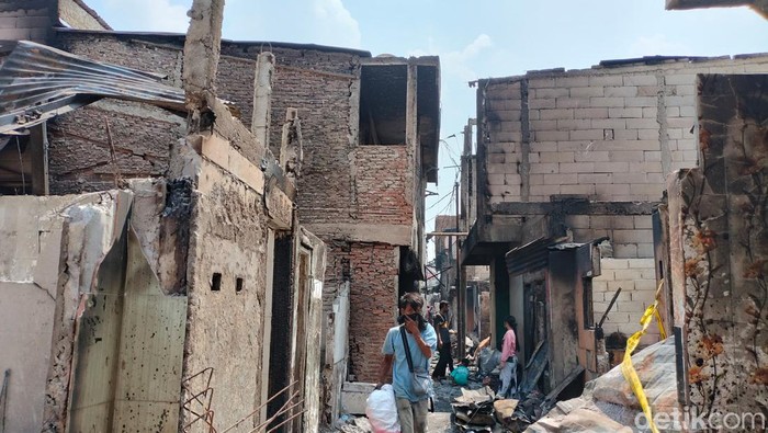 Penampakan jalanan di Jalan Remaja lokasi kebakaran Manggarai.